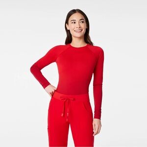 Figs XS Salta Seamless Longsleeve Underscrub (Pop Red - Lunar New Year)